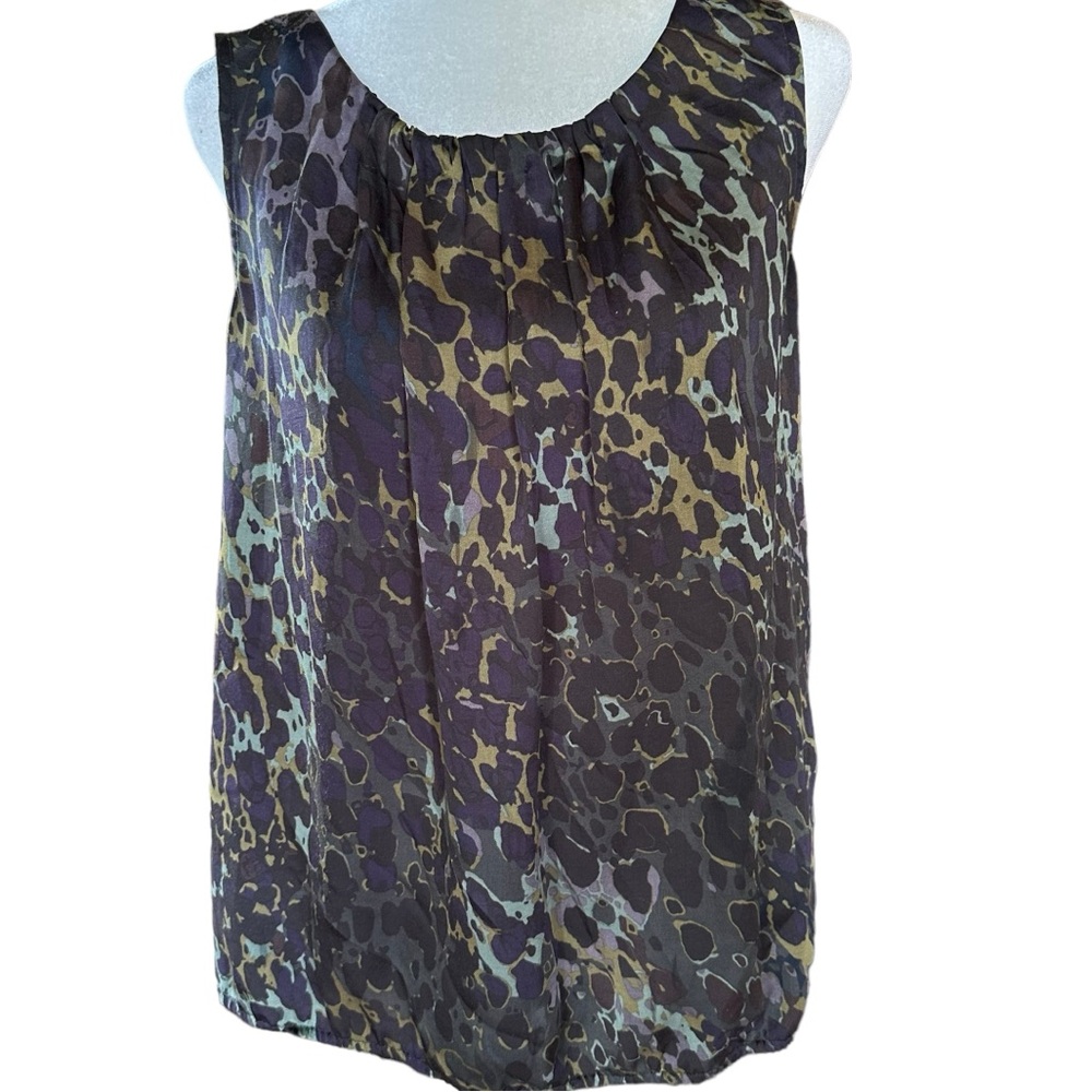 Loft women’s sleeveless blouse navy blues greens silky feel lightweight …
